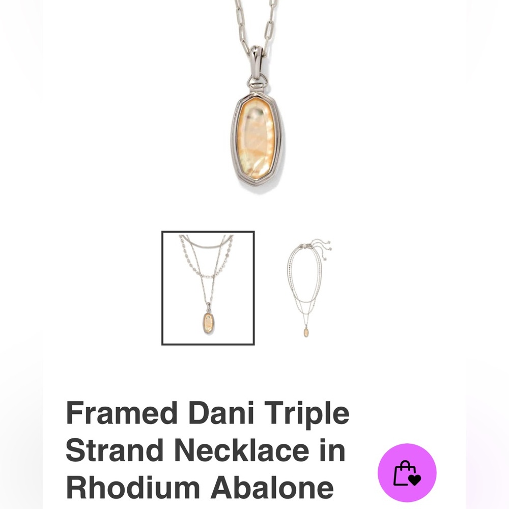 KS Dani framed triple strand rhodium abalone necklace